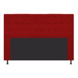 Cabeceira Estofada Dama Capitonê 195 cm para Cama Box King Suede Vermelho para Quarto - AM Decor