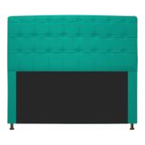 Cabeceira Estofada Dama Capitonê 195 cm para Cama Box King Corano Azul Turquesa para Quarto - AM Decor