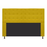 Cabeceira Estofada Dama Capitonê 195 cm para Cama Box King Suede Amarelo para Quarto - AM Decor