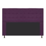 Cabeceira Estofada Dama Capitonê 140 cm para Cama Box de Casal Suede Roxo para Quarto - AM Decor