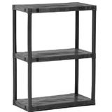 Estante Plástica Modular Grande Preta com 3 Prateleiras