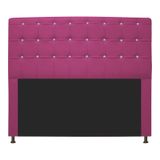 Cabeceira Estofada Dama com Strass 195 cm para Cama Box King Corano Pink para Quarto - AM Decor