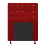 Cabeceira Estofada Dama com Strass 90 cm para Cama Box Solteiro Suede Vermelho para Quarto - AM Decor