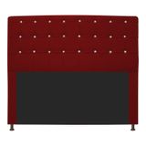 Cabeceira Estofada Dama com Strass 195 cm para Cama Box King Corano Vermelho para Quarto - AM Decor