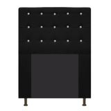 Cabeceira Estofada Dama com Strass 90 cm para Cama Box Solteiro Suede Preto para Quarto - AM Decor