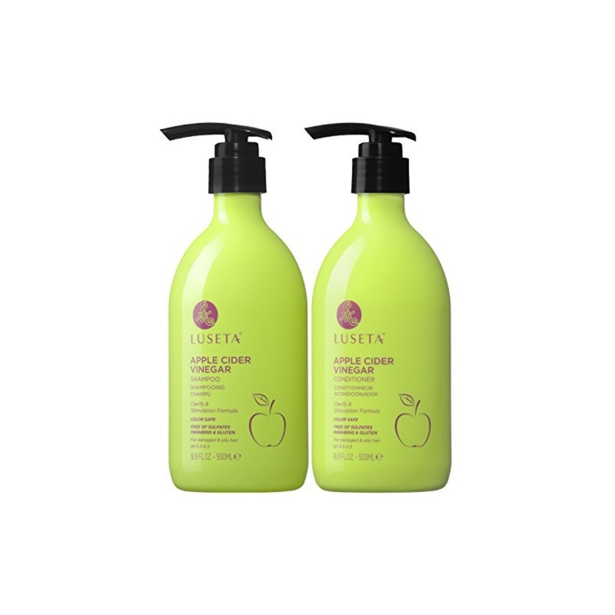 Shampoo e Condicionador Vinagre de Maçã Para Cabelos Danificados e Oleosos 500ml 2X