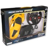 Carro Carrinho Controle Remoto Grande Amarelo Volante Pedal Luz