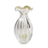 Vaso de Murano com Ouro São Marcos - Cristal Transparente 18cm