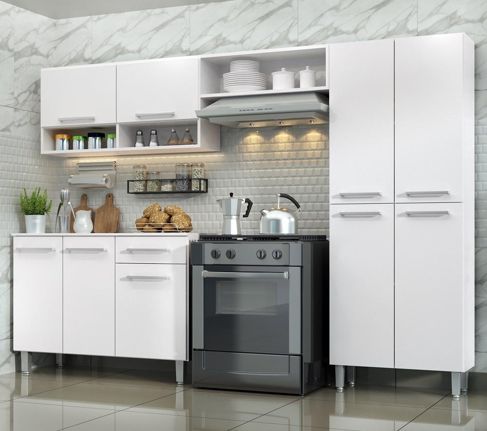 Armário Cozinha Estrela 9 Portas 1 Gav C/ Balcão  Branco