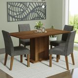 Conjunto Sala De Jantar Mesa Tampo De Madeira 4 Cadeiras Rustic/silver Keila Madesa