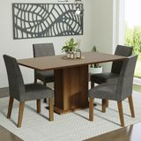 Conjunto Sala De Jantar Mesa Tampo De Madeira 4 Cadeiras Rustic/crema/silver Keila Madesa