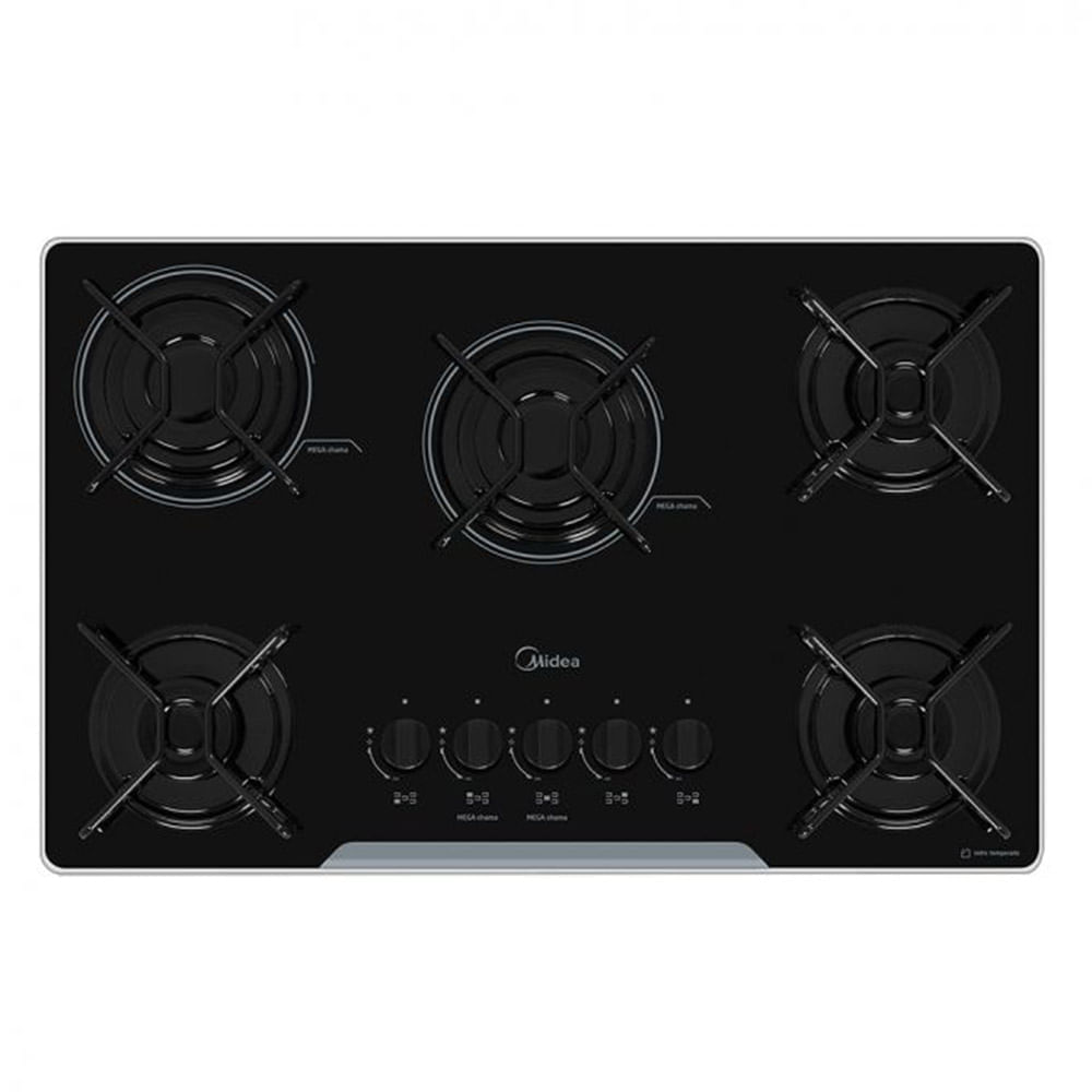 Cooktop Midea 5 Bocas com Mesa de Vidro Preto MD-GV50 – Bivolt