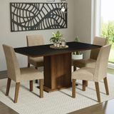 Conjunto Sala De Jantar Mesa Tampo De Madeira 4 Cadeiras Rustic/preto/imperial Keila Madesa