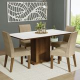 Conjunto Sala De Jantar Mesa Tampo De Madeira 4 Cadeiras Rustic/branco/imperial Keila Madesa