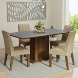 Conjunto Sala De Jantar Mesa Tampo De Madeira 4 Cadeiras Rustic/cinza/imperial Keila Madesa