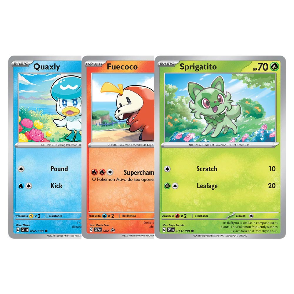 Box Pokémon Coleção Paldea Quaxly com Broche e Carta Gigante Miraidon EX  Copag