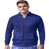 casaco masculino social com ziper malha grossa inverno