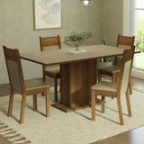 Conjunto Sala De Jantar Mesa Tampo De Madeira 4 Cadeiras Crema/rustic/bege Elisa Madesa