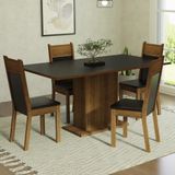 Conjunto Sala De Jantar Mesa Tampo De Madeira 4 Cadeiras Preto/rustic Elisa Madesa