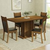 Conjunto Sala De Jantar Mesa Tampo De Madeira 4 Cadeiras Rustic/preto Elisa Madesa