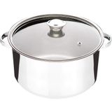 Panela Inox 32cm 10Litros com tampa de Vidro e alça Zanella