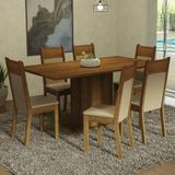 Conjunto Sala De Jantar Mesa Tampo De Madeira 6 Cadeiras Rustic/crema/bege Augusta Madesa