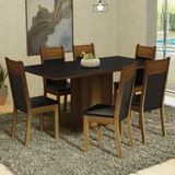 Conjunto Sala De Jantar Mesa Tampo De Madeira 6 Cadeiras Preto/rustic Augusta Madesa