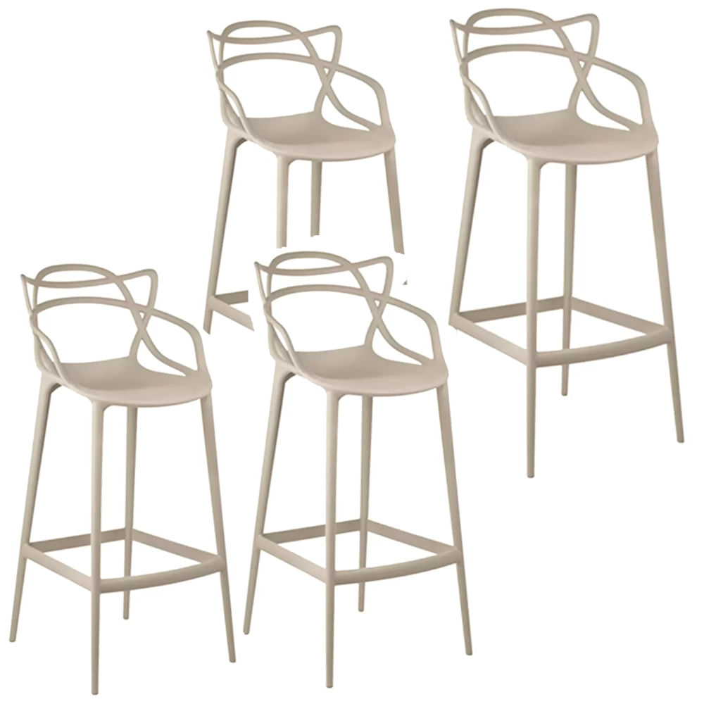 Jogo Com 4 Banquetas Alta Aviv Em Polipropileno Fratini