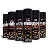 Tinta Spray White Color Alta Temperatura Preto Fosco 340ml - 6 Peças