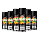 Tinta Spray White Color Uso Geral Preto Brilhante 340ml - 6 Peças