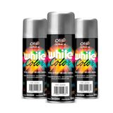 Tinta Spray White Color Uso Geral Alumínio Para Rodas 340ml - 3 Peças