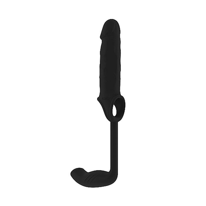 Capa Peniana Extensora 2,5cm  Com Plug Anal Preto  - Shot