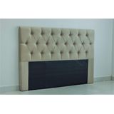 Cabeceira King Fixa no Box Com Botões Na Mesma Cor do Tecido 195x117cm Na Cor Bege (Veludo suede)