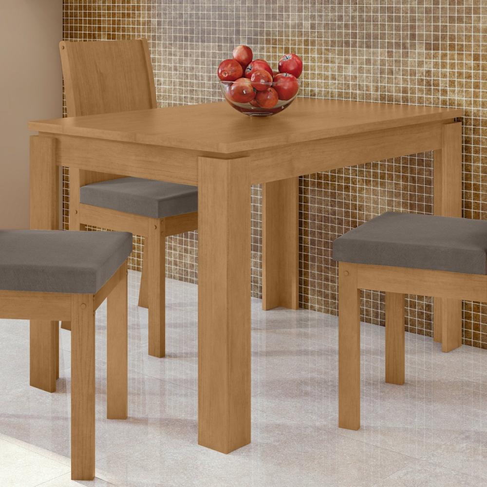 Mesa de Jantar Tampo MDF 120cm Athenas Móveis Lopas Amêndoa Clean