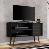 Rack Com Prateleira 1 Porta Preto Fosco Móveis Bechara Jade 65x108x36
