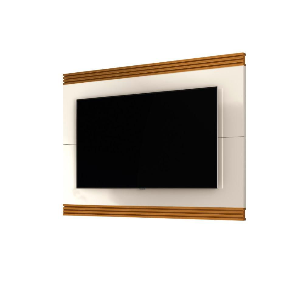 Painel Para Tv De Até 75 Polegadas Ripado Munique 180cm Cor:offwhite E Cedro