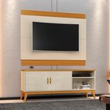 Rack Com Painel Para Tv Até 60 Polegadas Apolo 160cm Cor:offwhite E Cedro