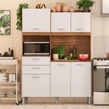 Cozinha Compacta 6 Portas 2 Gavetas 132,5 Cm Amêndola Branco Harmonia Demóbile