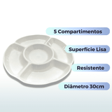 Prato Petisqueira De Melamina 30cm Com 5 Compartimentos