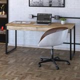 Mesa De Escritório Industrial Kuadra 2 Gavetas 150 Cm - Carvalho/preto