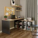 Mesa De Escritório Em L Com 8 Nichos - Preto/montana