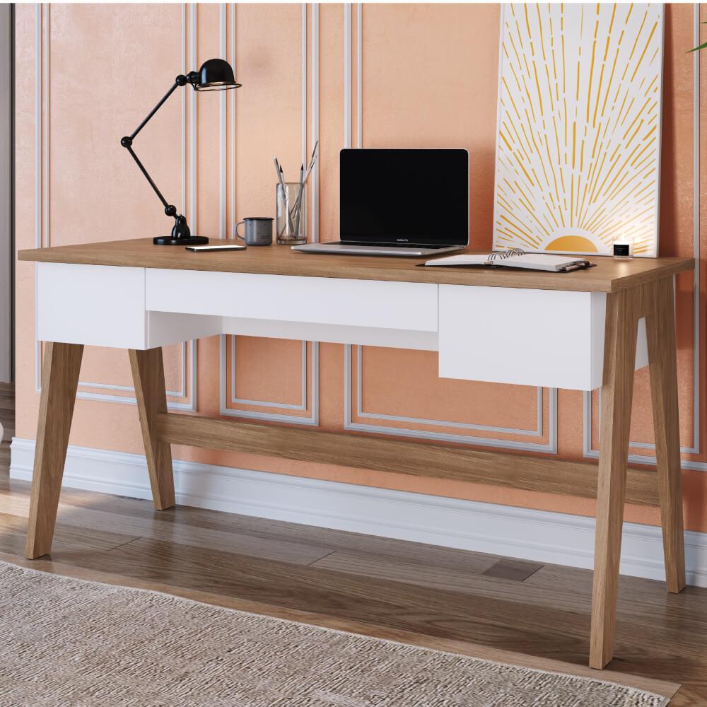 Escrivaninha Trend Home Office Com 3 Gavetas - Hanover/off White