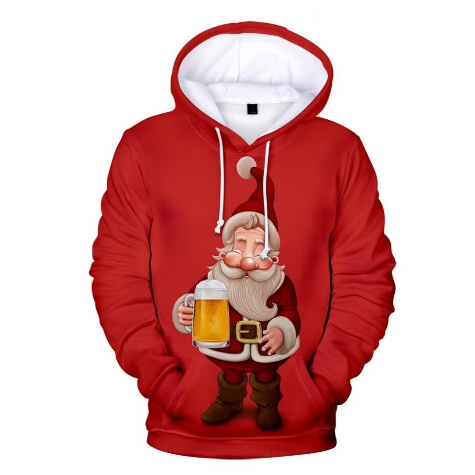 Moletom Padrão Digital Papai Noel Bebe Tendência Cerveja