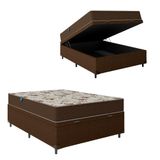 Cama Box Baú Casal Colchão Espuma D33 Marquês 138x188x60cm Marrom Umaflex - Suporta Até 90kg Por Pessoa