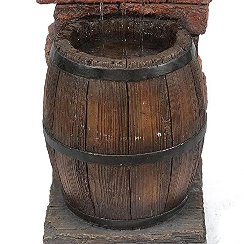 Garrafa De Vinho De Resina E Fontes De Água De Barril Scu De Madeira Rústica