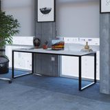 Mesa De Escritório Industrial Kuadra 180 Cm - Branco/preto