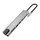 8 Em 1 Hub Tipo C Para Hdmi Usb3.0 Rj45 10/100m Lan Pd Adapte