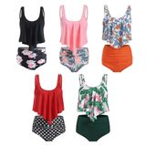 2 Peças De Swimwear Womens Push Up Strappy Strap Set High Wais