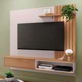 Rack Com Painel Suspenso Tocantins 160 Cm Para Tv De Até 60 - Off White/freijó