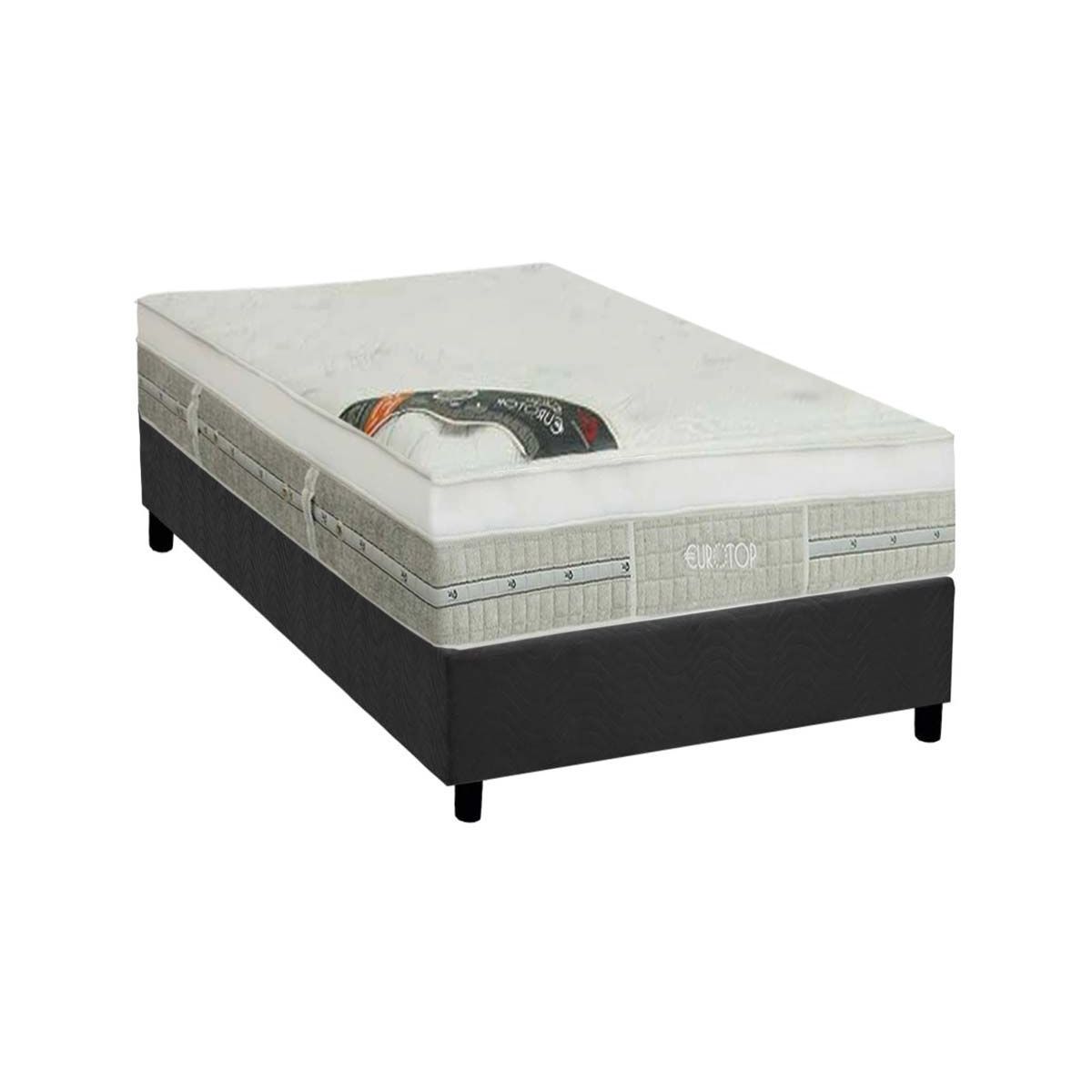 Cama Box Solteiro Colchao Molas Pocket Ensacadas Castor Eurotop Summer Amp Winter Base Crc Suede Gray 88x188